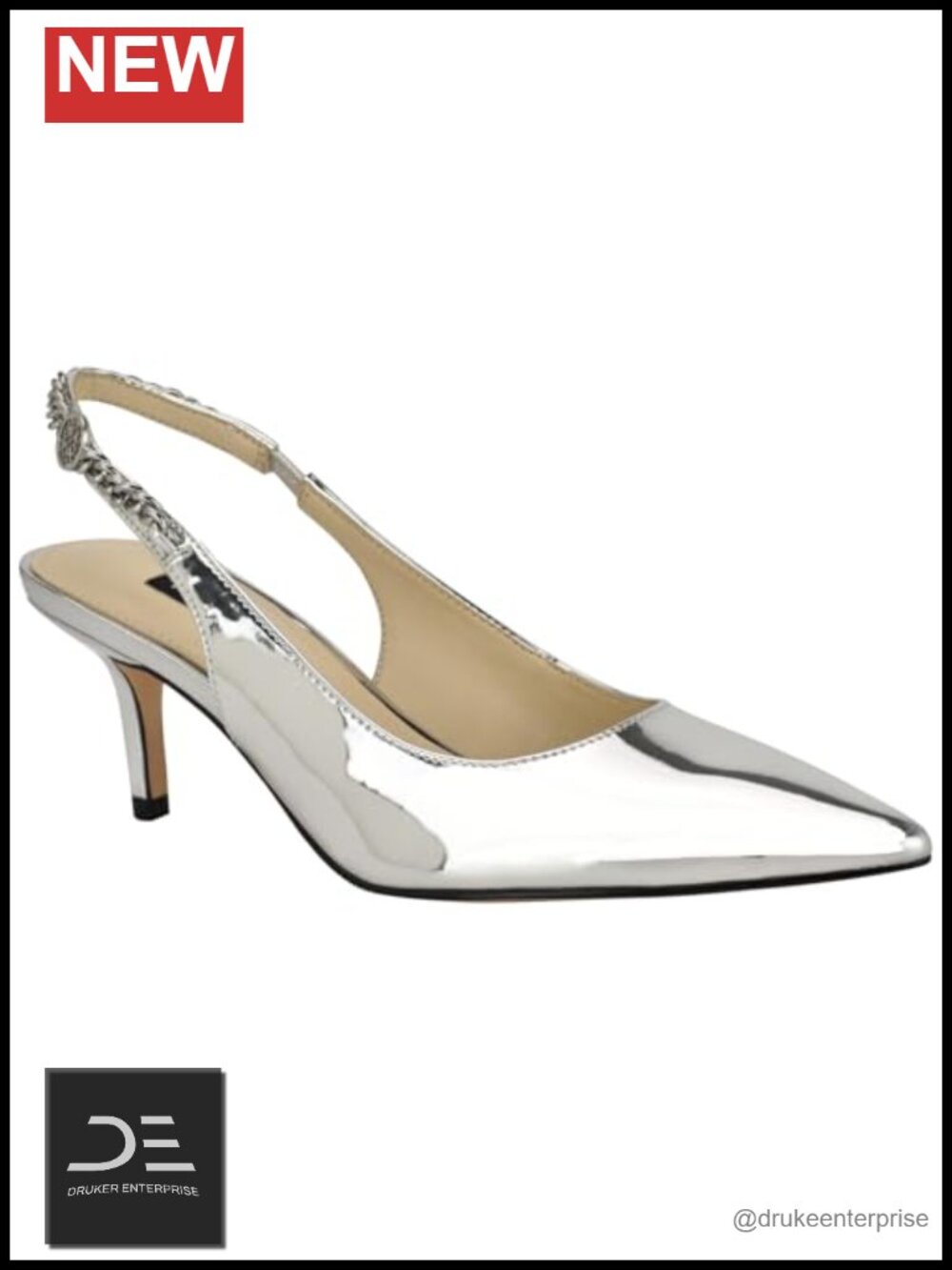 Nine West Annae Kitten Heel Slingback Pumps Pointy Toe Slip-On Dress Shoes
